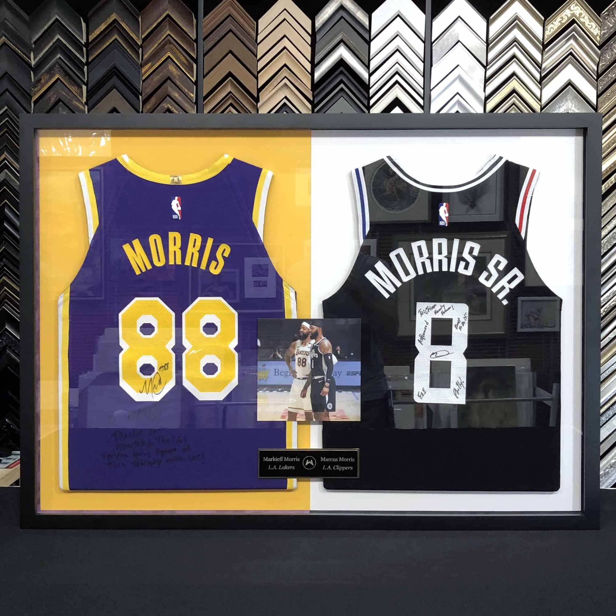 Two Basketball Jerseys in one custom frame