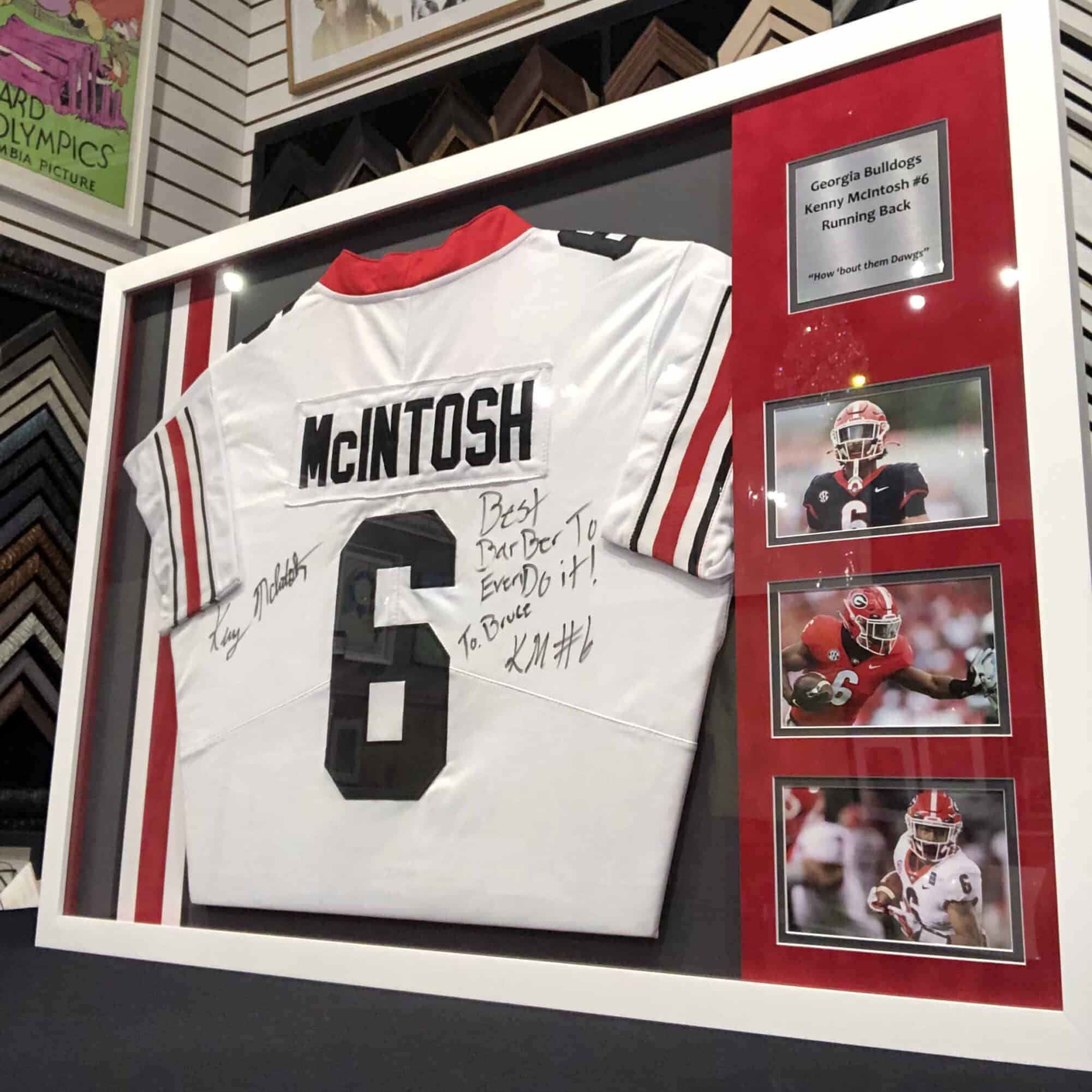 Jersey custom framing with team colors and photos